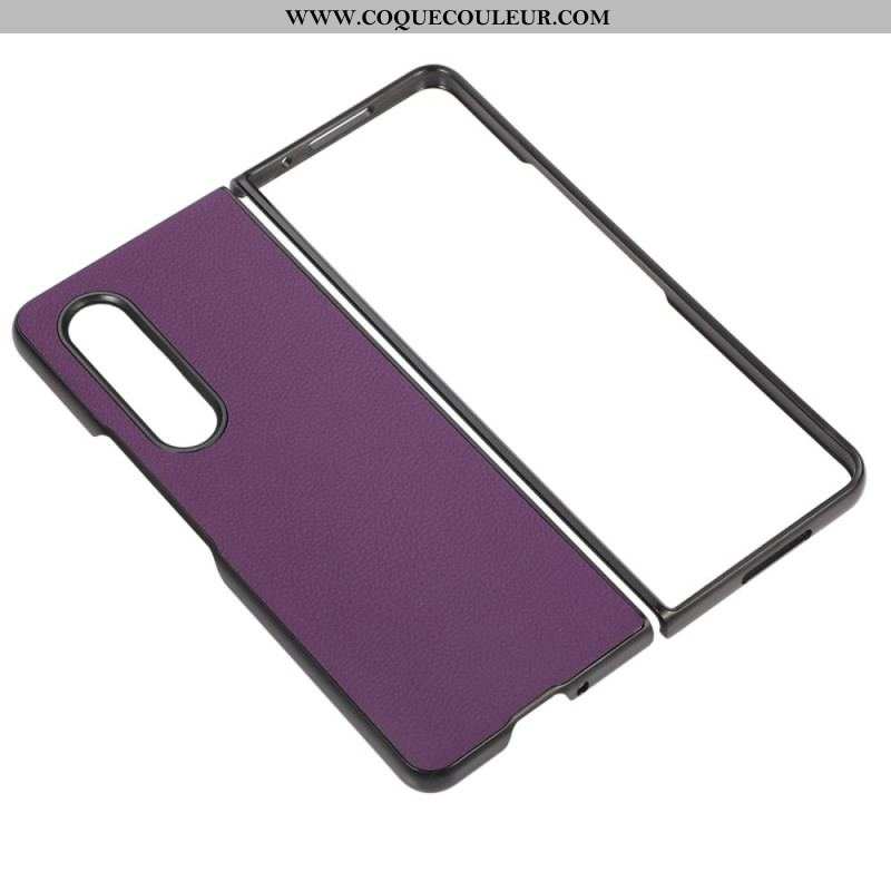 Coque Samsung Galaxy Z Fold 4 Simili Cuir Litchi Effet Rétro