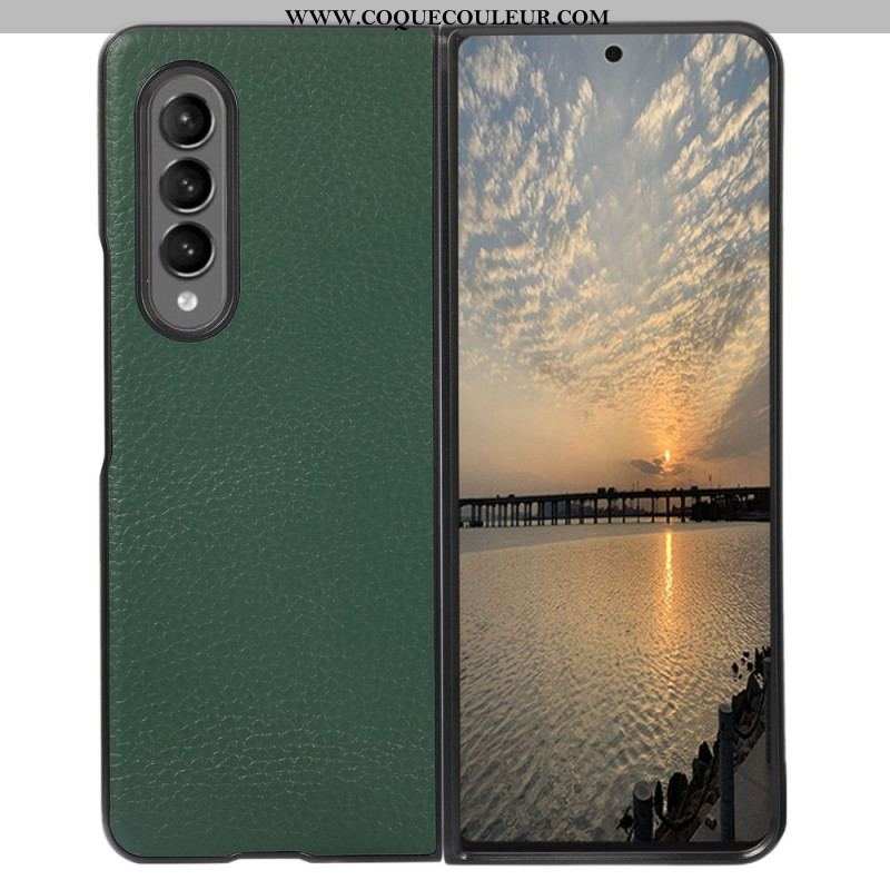 Coque Samsung Z Fold 4 Simili Cuir Litchi Effet Vintage