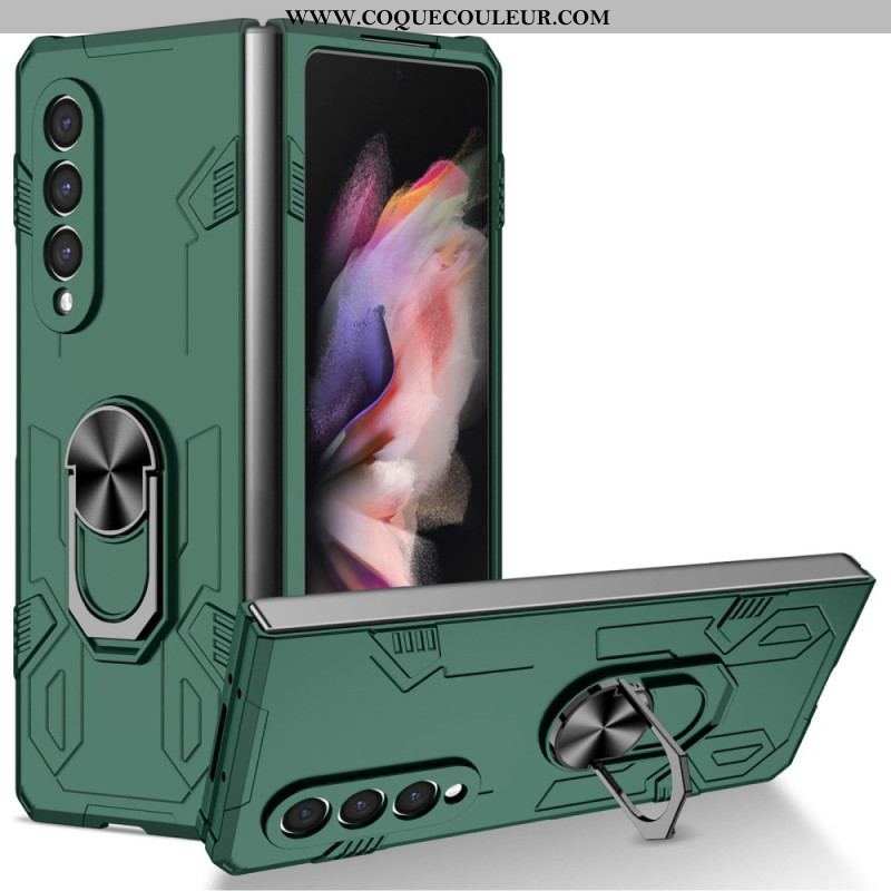 Coque Samsung Galaxy Z Fold 4 Bi-matière et Anneau Rotatif