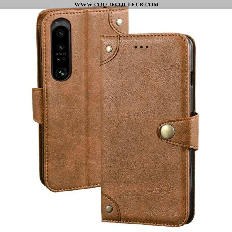 Housse Sony Xperia 1 IV Style Cuir avec Rivets IDEWEI