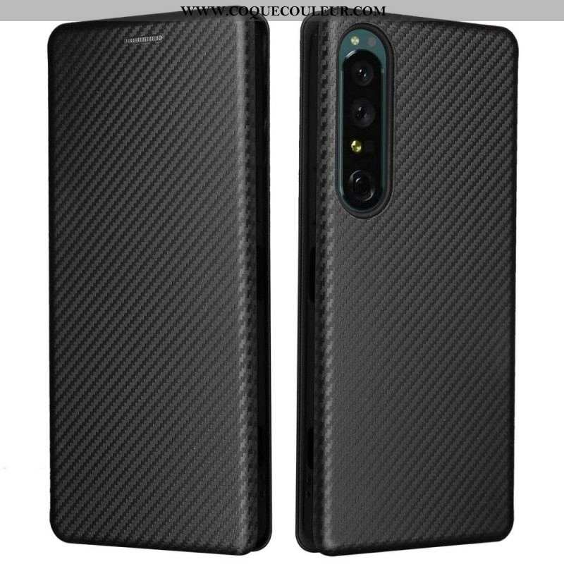 Flip Cover Sony Xperia 1 IV Texture Fibre Carbone