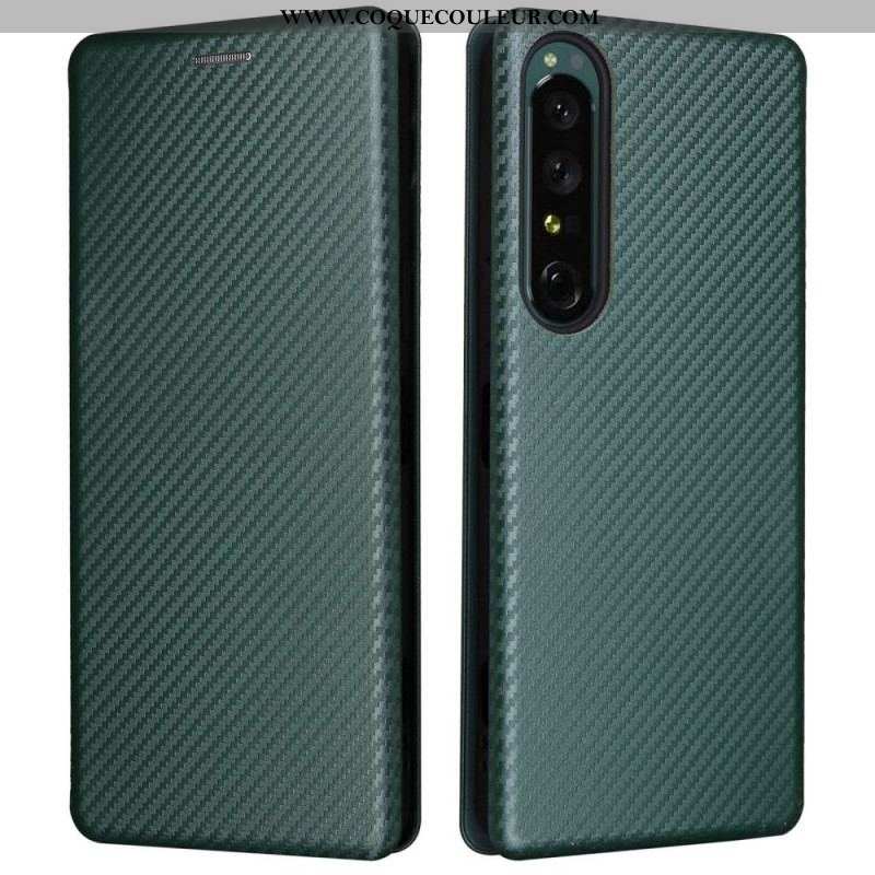 Flip Cover Sony Xperia 1 IV Texture Fibre Carbone