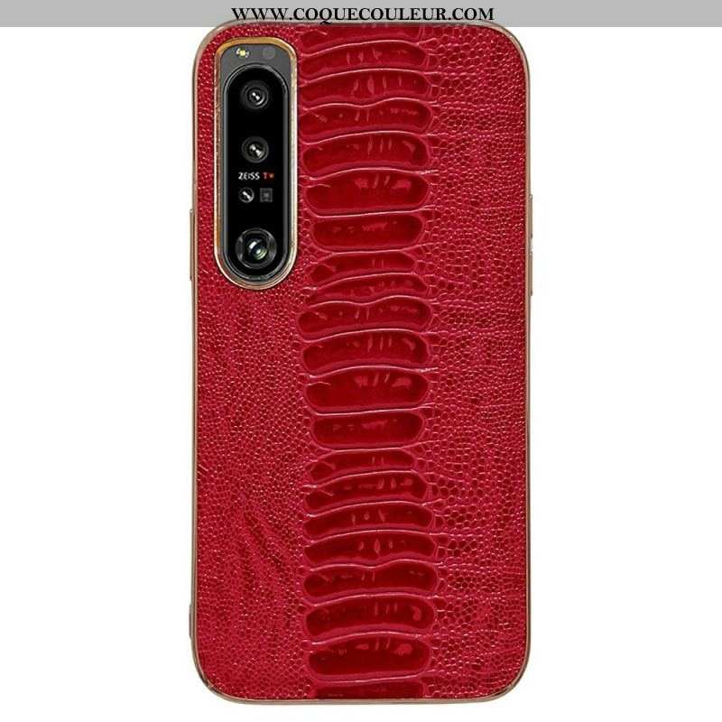 Coque Sony Xperia 1 IV Cuir Véritable Style Crocodile