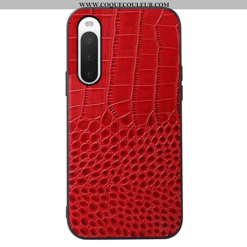 Coque Sony Xperia 10 IV Véritable Cuir Texture Crocodile