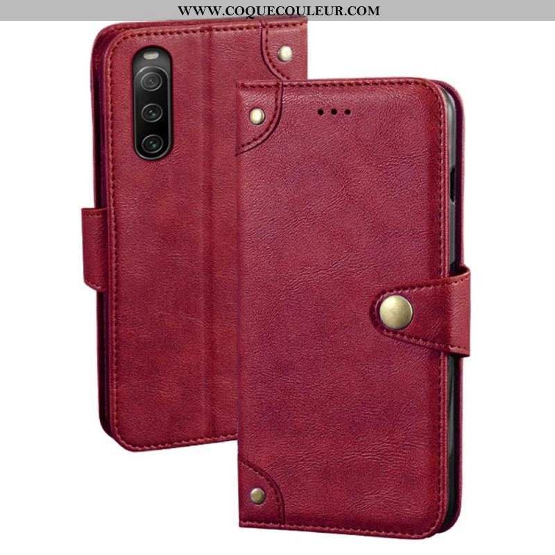 Housse Sony Xperia 10 IV Style Cuir avec Rivets IDEWEI