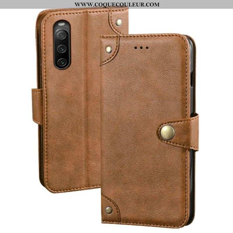 Housse Sony Xperia 10 IV Style Cuir avec Rivets IDEWEI