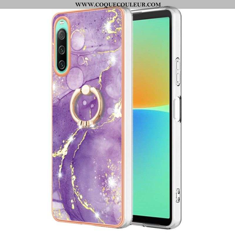 Coque Sony Xperia 10 IV Marbre avec Anneau-Support