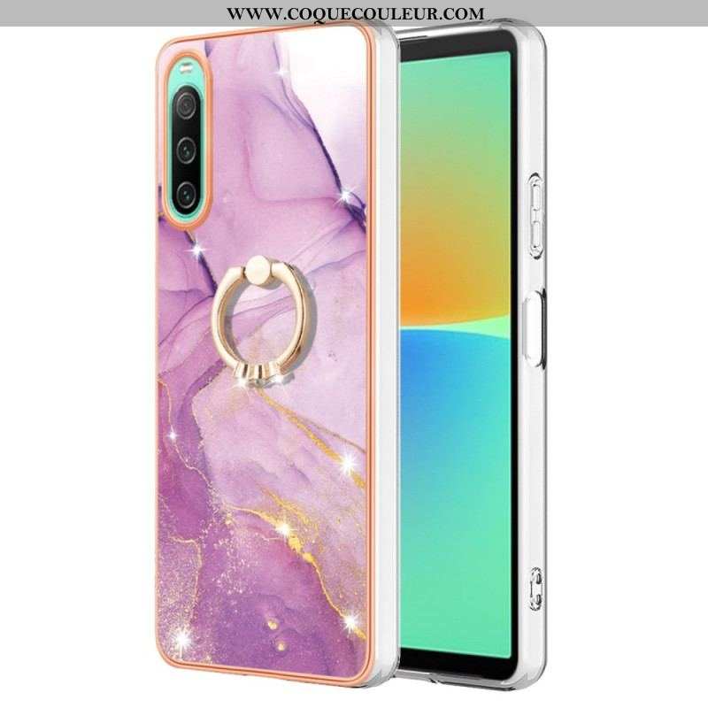 Coque Sony Xperia 10 IV Marbre avec Anneau-Support