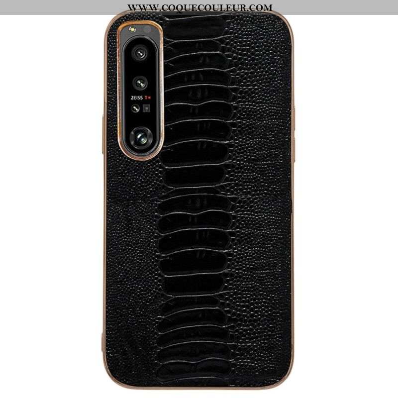 Coque Sony Xperia 5 IV Cuir Véritable Style Crocodile