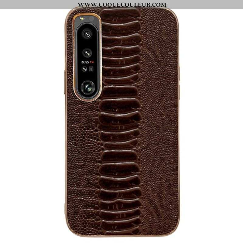 Coque Sony Xperia 5 IV Cuir Véritable Style Crocodile