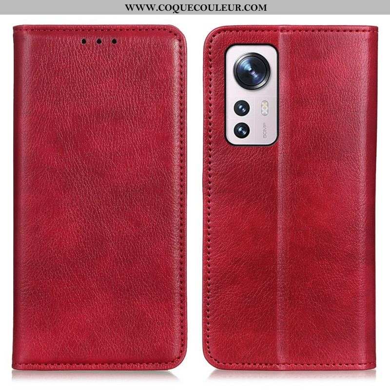 Flip Cover  Xiaomi 12 / 12X Cuir Litchi Fendu Texture