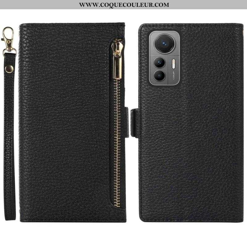 Flip Cover Xiaomi 12 Lite Pochette Frontale et Lanière