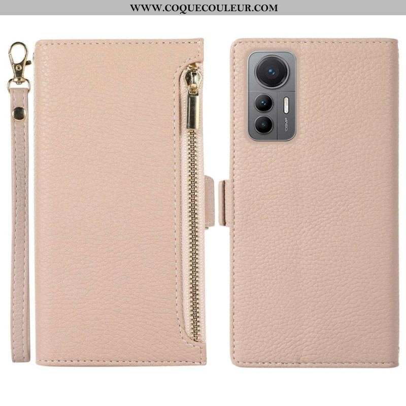 Flip Cover Xiaomi 12 Lite Pochette Frontale et Lanière