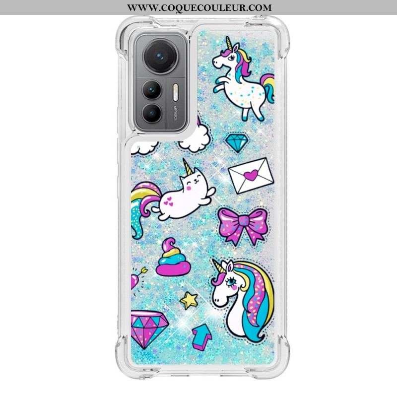 Coque Xiaomi 12 Lite Paillettes Licornes