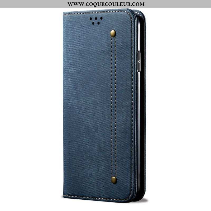 Flip Cover Xiaomi 12 Pro Tissu Jeans