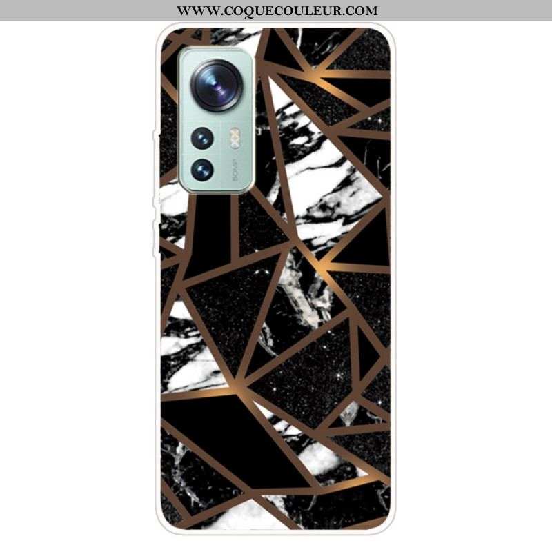 Coque Xiaomi 12 Pro Silicone Marbre Géométrie