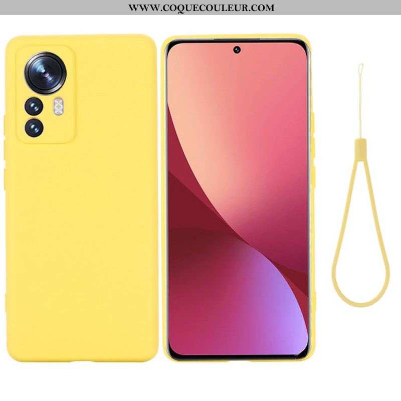 Coque Xiaomi 12 Pro Silicone Liquide Avec Lanière