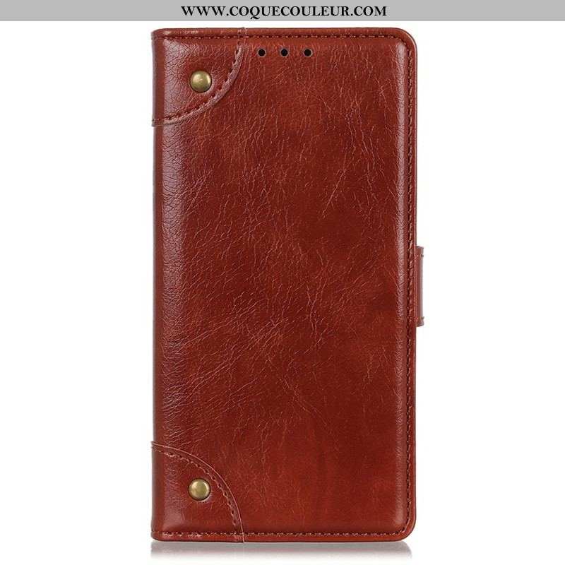 Housse Xiaomi 13 Pro Style Cuir Nappa Rivets Vintage