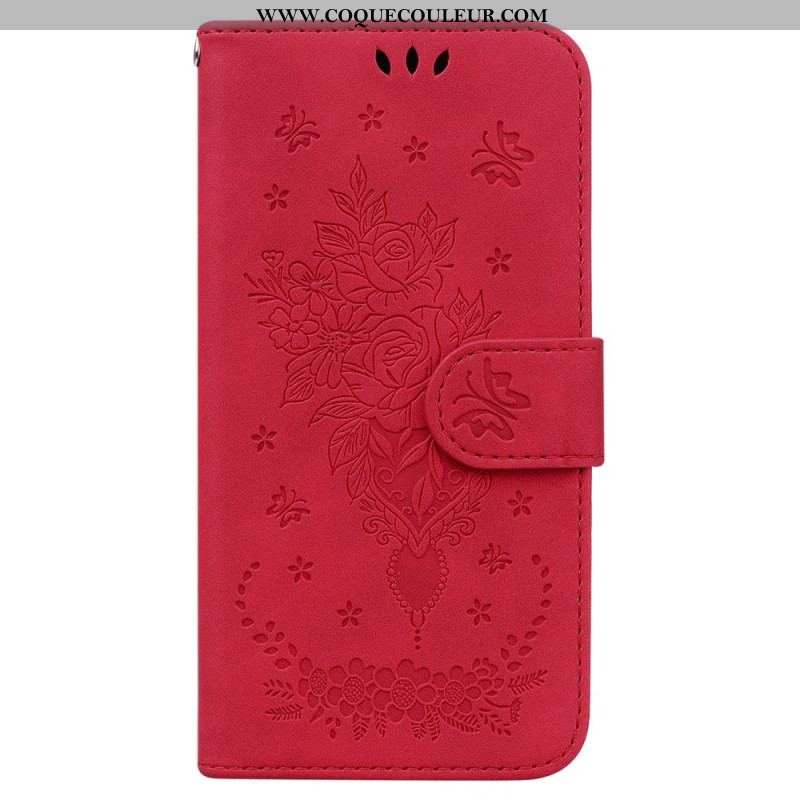 Housse Xiaomi 13 Pro Roses et Papillons à Lanière