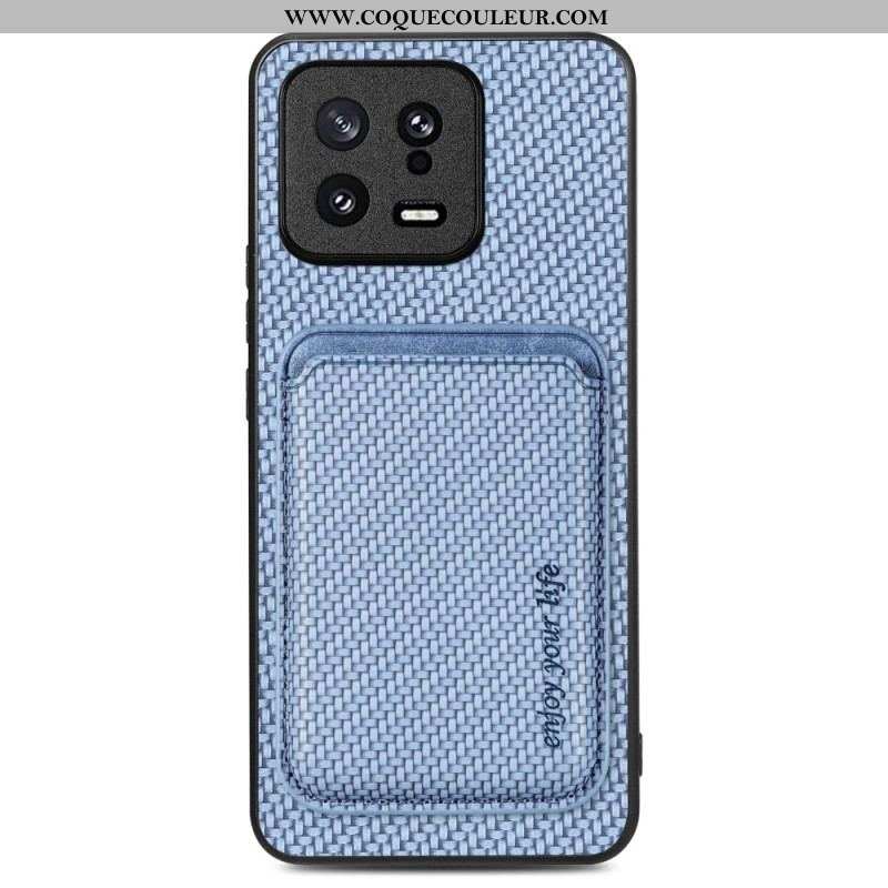 Coque Xiaomi 13 Fibre Carbone Porte-Cartes Détachable