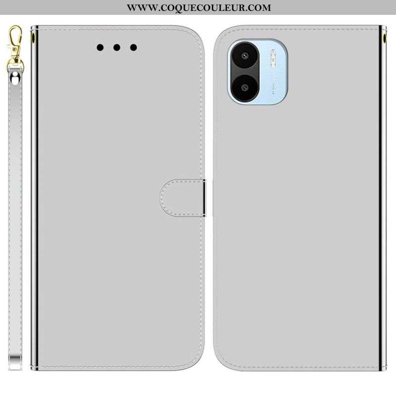 Housse Xiaomi Redmi A1 Simili Cuir Miroir avec Lanière