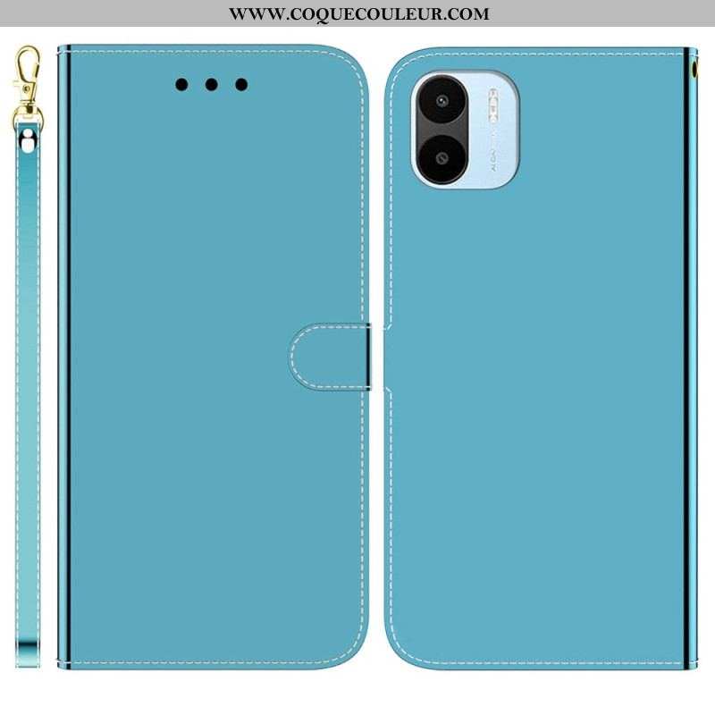 Housse Xiaomi Redmi A1 Simili Cuir Miroir avec Lanière