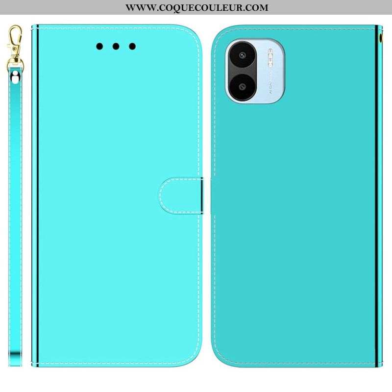 Housse Xiaomi Redmi A1 Simili Cuir Miroir avec Lanière