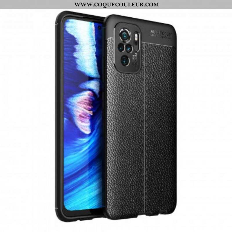 Coque Xiaomi Redmi Note 10/10S/Poco M5s Effet Cuir Litchi Double line