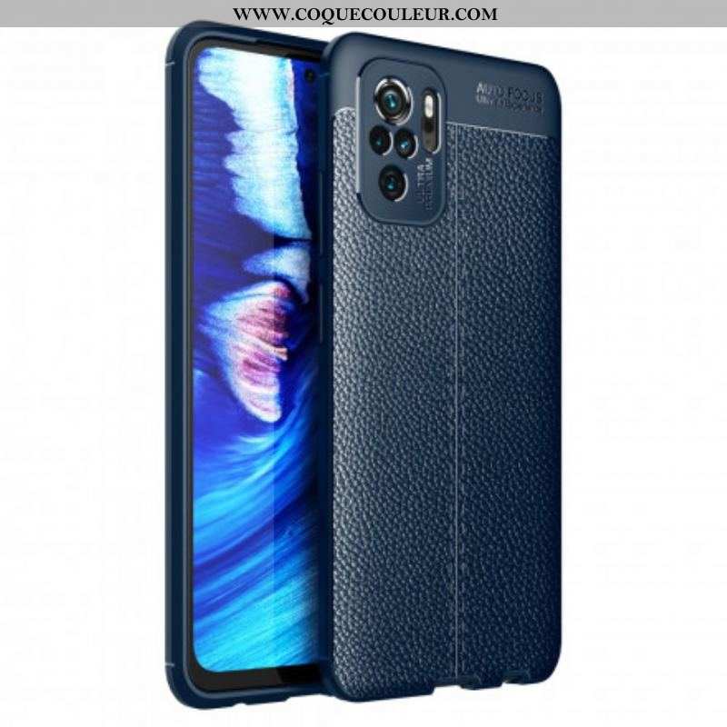 Coque Xiaomi Redmi Note 10/10S/Poco M5s Effet Cuir Litchi Double line