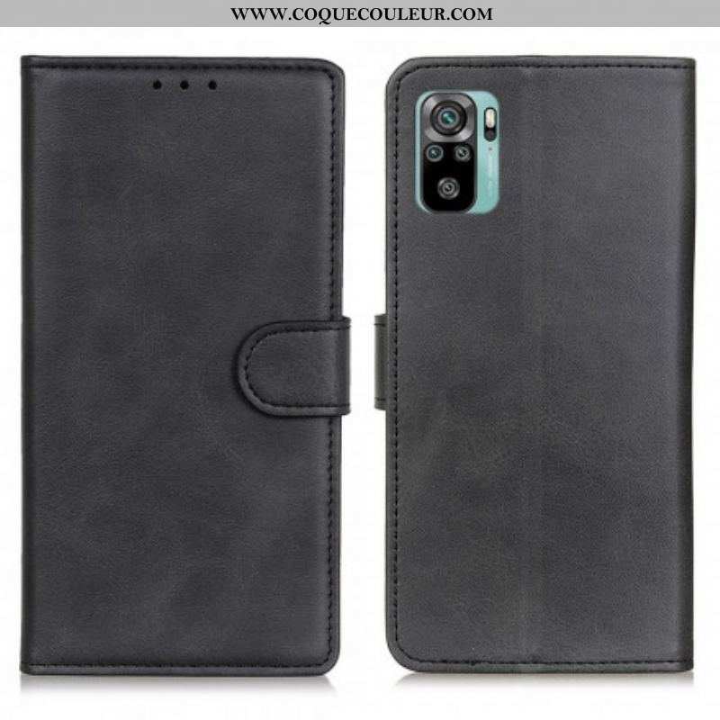 Housse Xiaomi Redmi Note 10/10S/Poco M5s Effet Cuir Mat Rétro