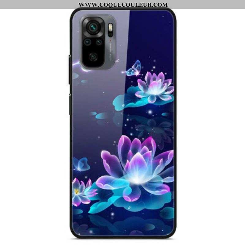 Coque Xiaomi Redmi Note 10/10S/Poco M5s Verre trempé Nénuphars