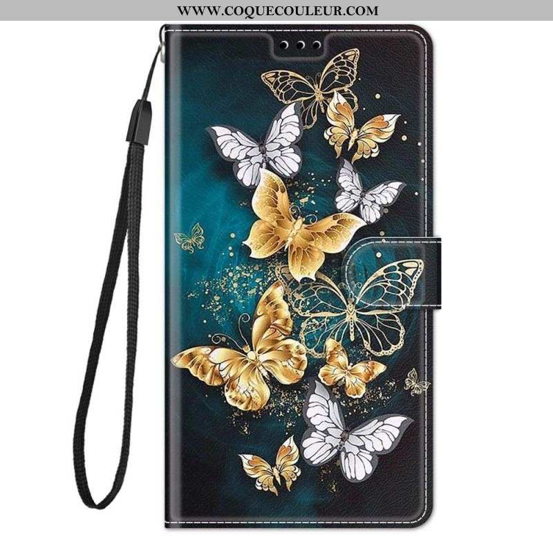 Housse Xiaomi Redmi Note 10 Pro Fan des Papillons à Lanière