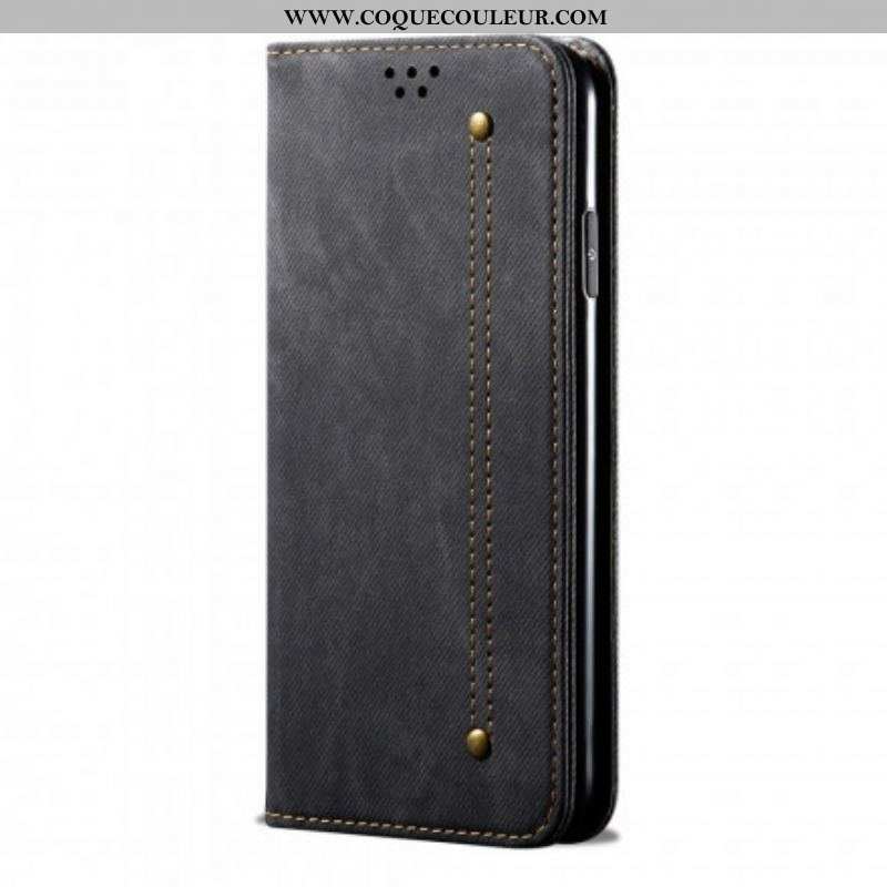 Flip Cover Xiaomi Redmi Note 10 Pro Tissu Jeans