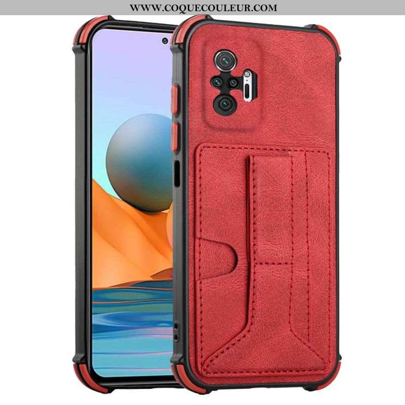 Coque Xiaomi Redmi Note 10 Pro Effet Cuir Avec Porte Cartes et Sangle