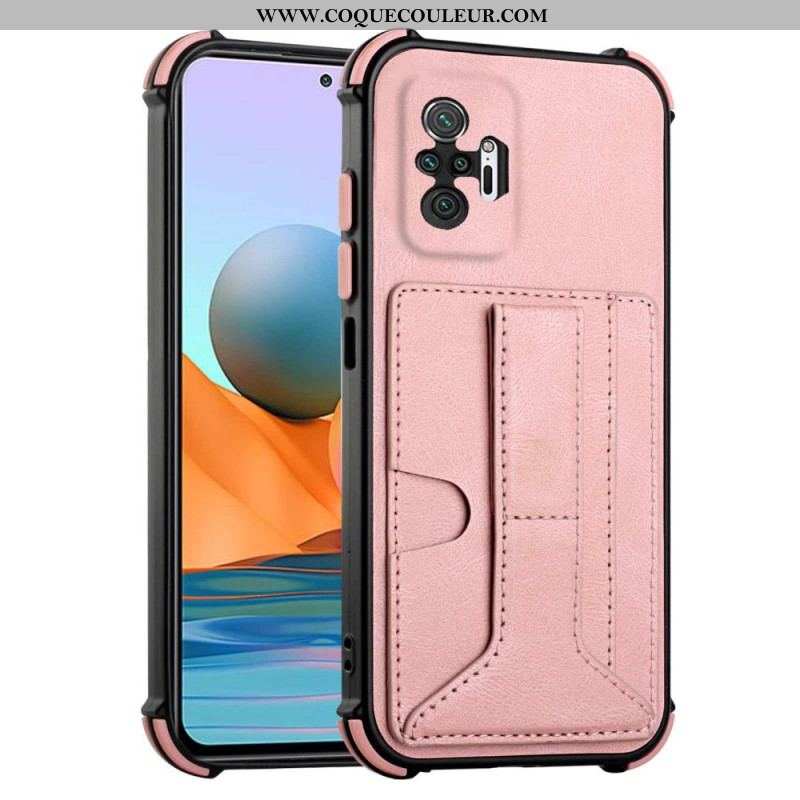 Coque Xiaomi Redmi Note 10 Pro Effet Cuir Avec Porte Cartes et Sangle