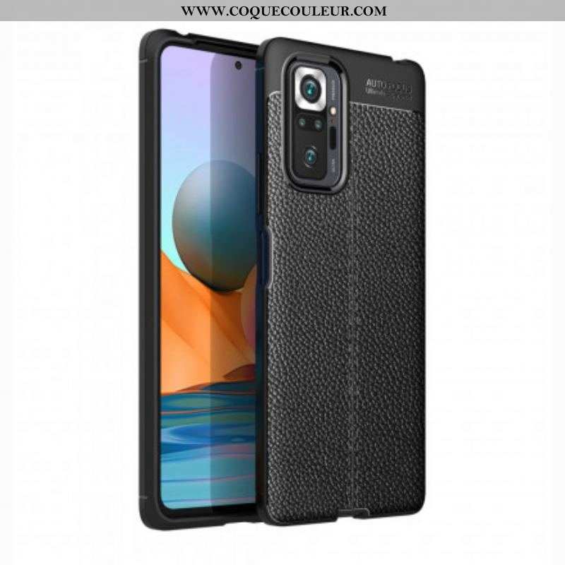 Coque Xiaomi Redmi Note 10 Pro Effet Cuir Litchi Double line