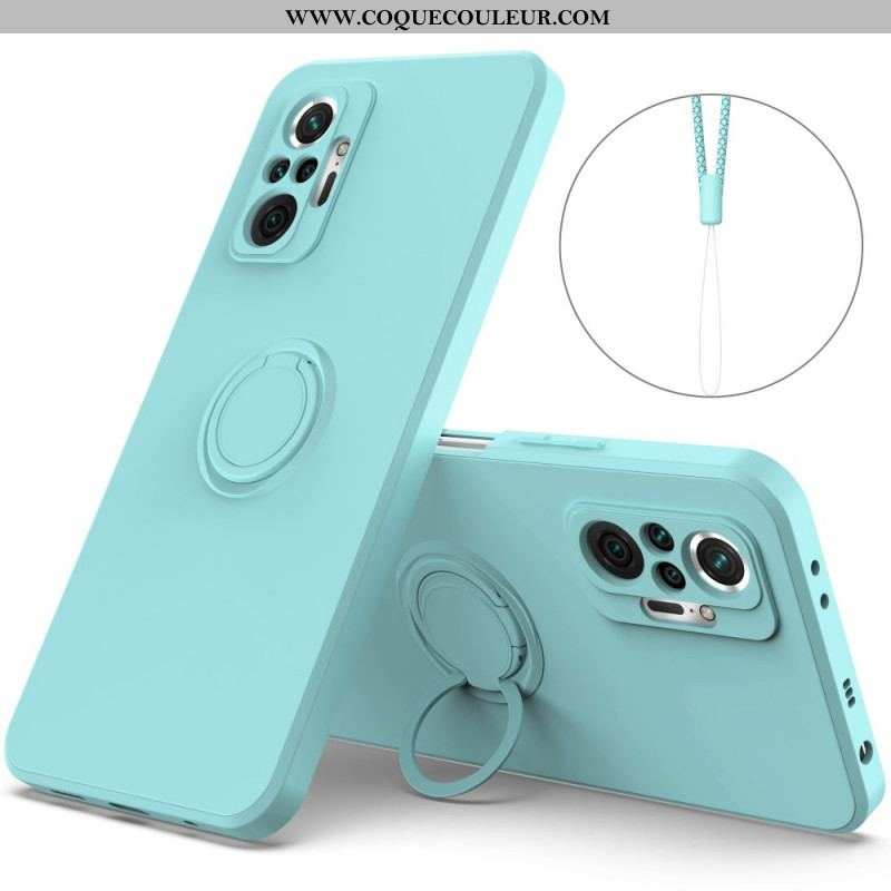 Coque Xiaomi Redmi Note 10 Pro Silicone Liquide Anneau et Lanière