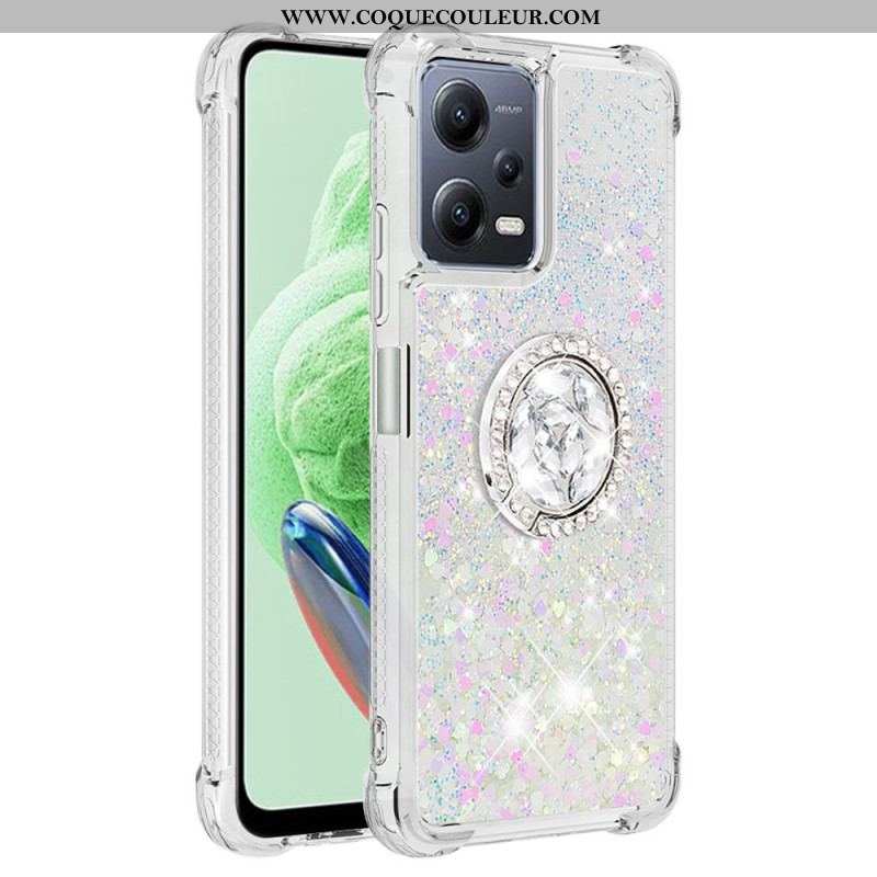 Coque Xiaomi Redmi Note 12/Poco X5 5G Paillettes Colorées Anneau-Support