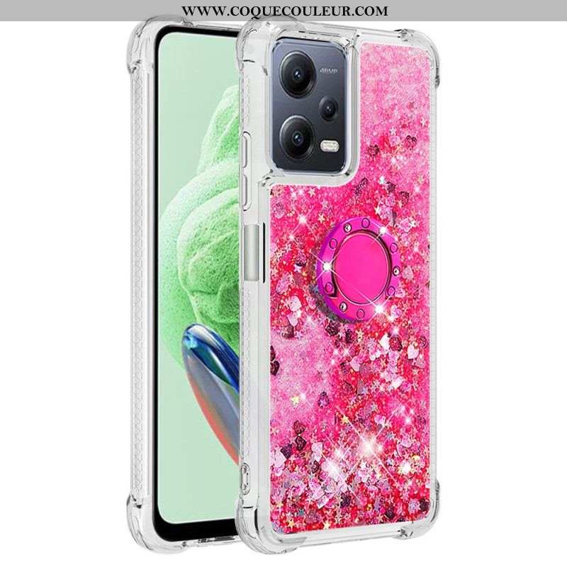 Coque Xiaomi Redmi Note 12/Poco X5 5G Paillettes Colorées Anneau-Support