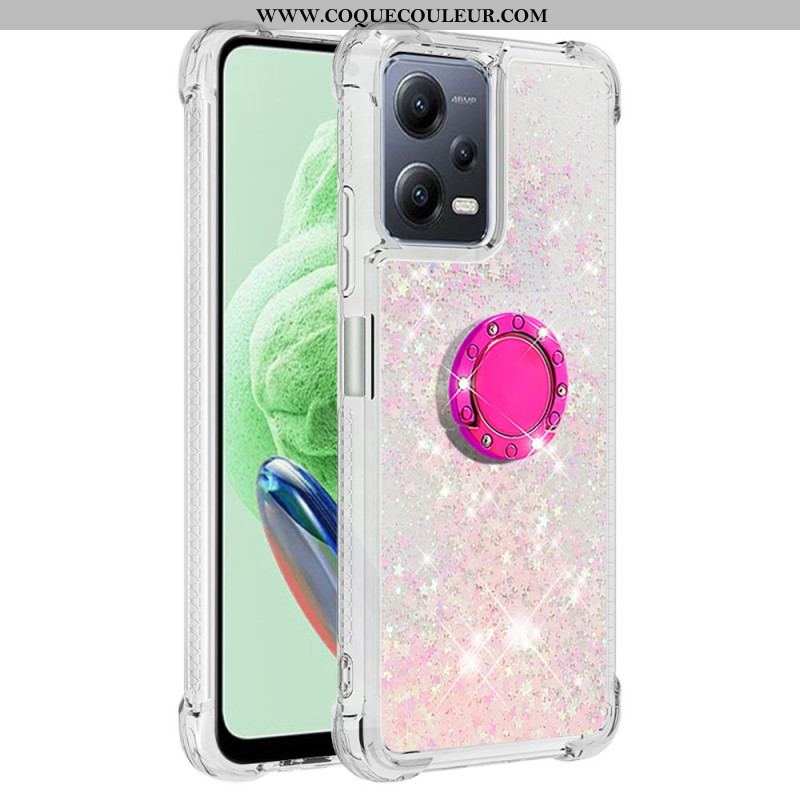 Coque Xiaomi Redmi Note 12/Poco X5 5G Paillettes Colorées Anneau-Support