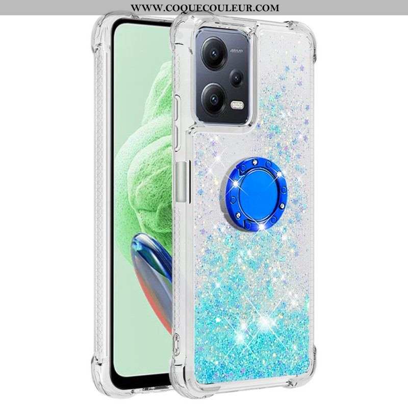 Coque Xiaomi Redmi Note 12/Poco X5 5G Paillettes Colorées Anneau-Support