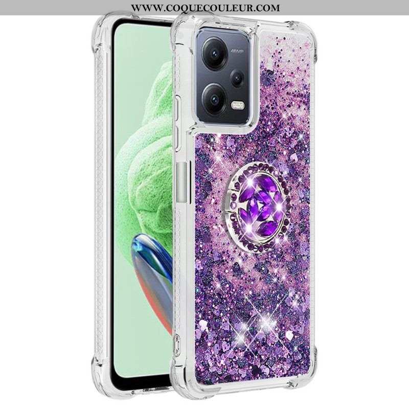 Coque Xiaomi Redmi Note 12/Poco X5 5G Paillettes Colorées Anneau-Support