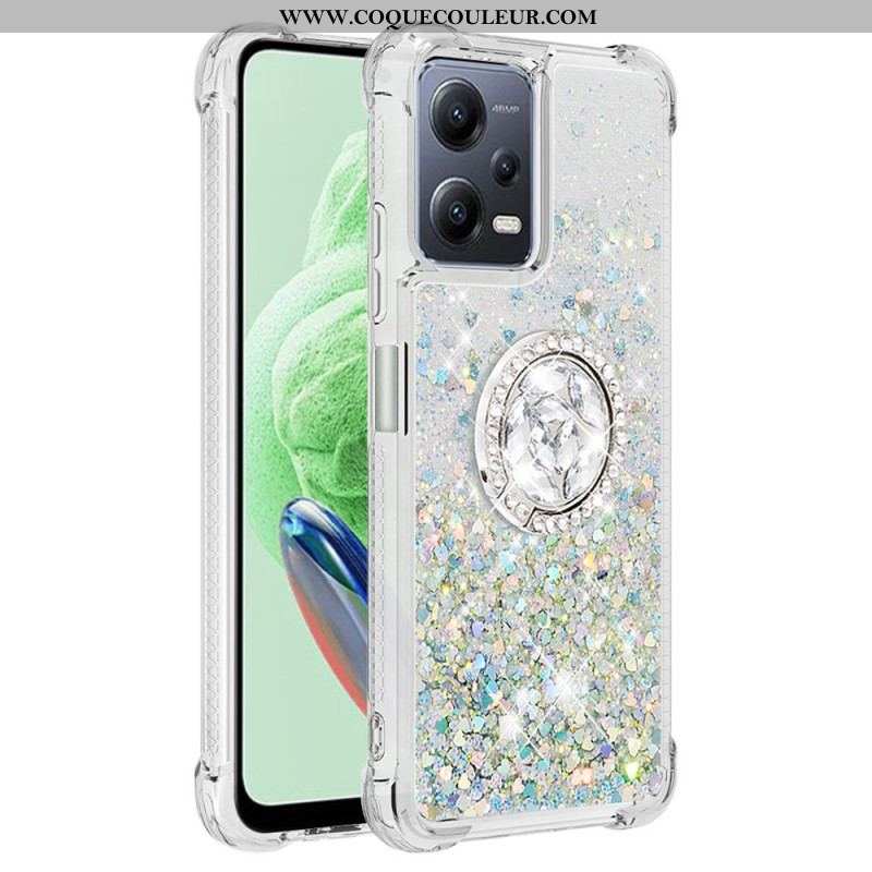 Coque Xiaomi Redmi Note 12/Poco X5 5G Paillettes Colorées Anneau-Support