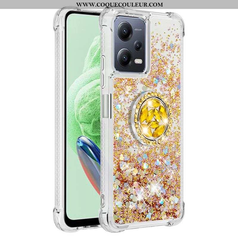 Coque Xiaomi Redmi Note 12/Poco X5 5G Paillettes Colorées Anneau-Support