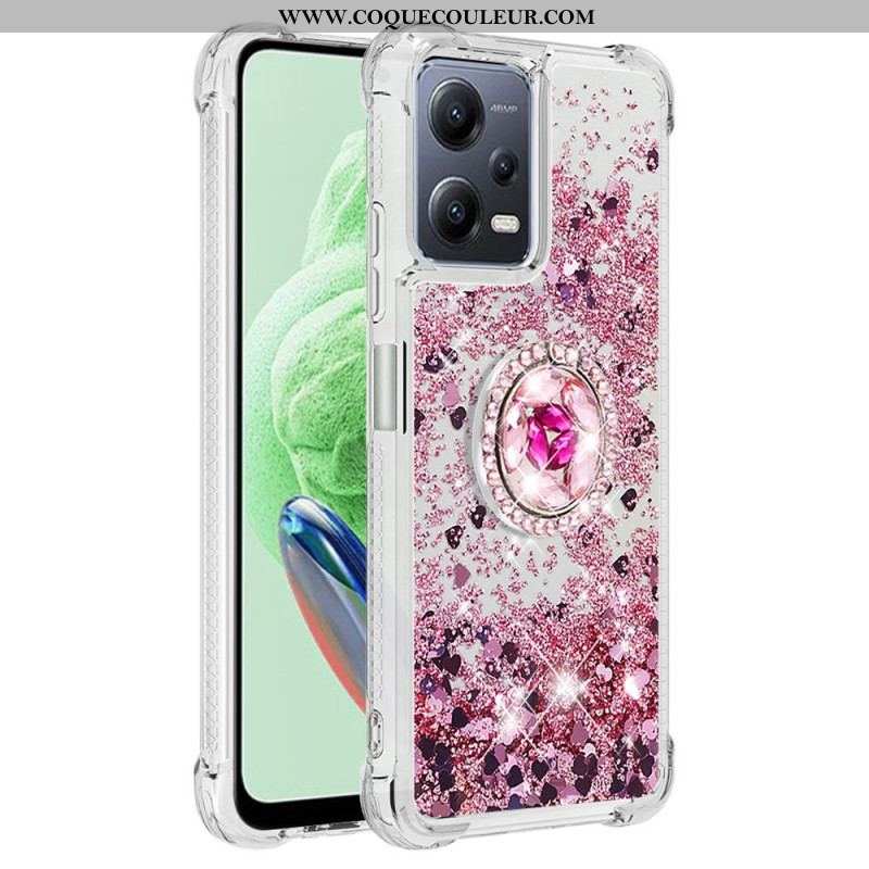 Coque Xiaomi Redmi Note 12/Poco X5 5G Paillettes Colorées Anneau-Support