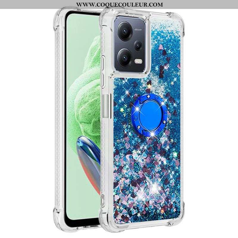 Coque Xiaomi Redmi Note 12/Poco X5 5G Paillettes Colorées Anneau-Support