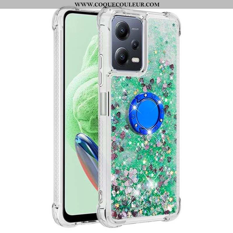 Coque Xiaomi Redmi Note 12/Poco X5 5G Paillettes Colorées Anneau-Support