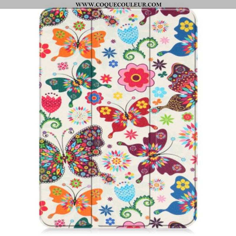 Smart Case iPad 10.9'' (2022) Renforcée Papillons et Fleurs