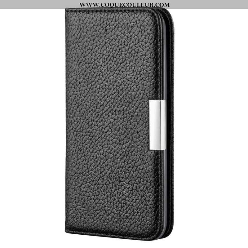 Flip Cover iPhone 13 Mini Simili Cuir Litchi Ultra Chic