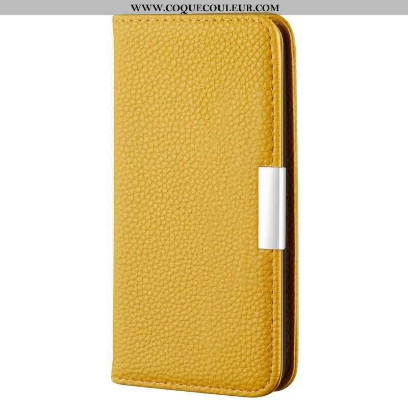 Flip Cover iPhone 13 Mini Simili Cuir Litchi Ultra Chic